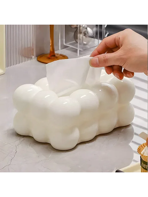 Нет бренда Декоративная коробка для салфеток Kawaii White Cloud 1pc, белый, фото 2