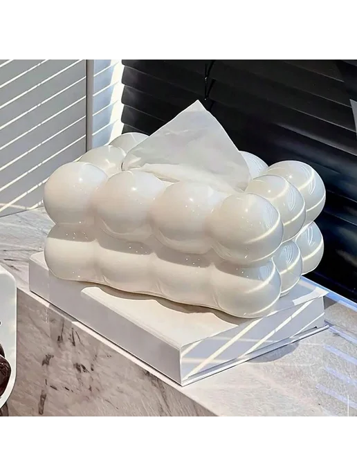 Нет бренда Декоративная коробка для салфеток Kawaii White Cloud 1pc, белый, фото 4