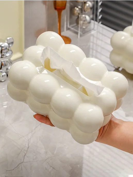 Нет бренда Декоративная коробка для салфеток Kawaii White Cloud 1pc, белый, фото 6