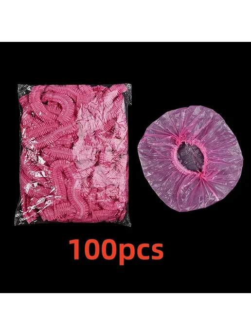 Нет бренда Одноразовые шапочки для душа розовые, 80 шт, 100 шт
