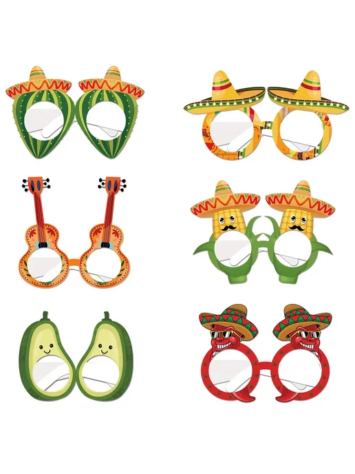 Нет бренда Бумажные очки для вечеринок Fiesta 6 шт. C-6PCS, 6 шт, фото 5