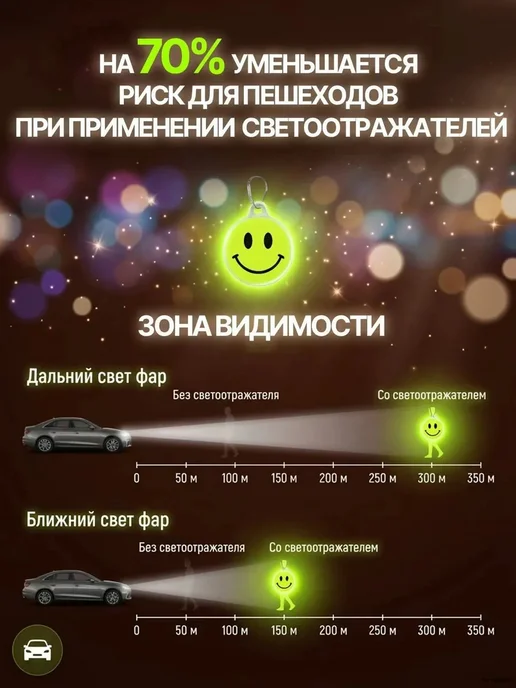 Фликеры светоотражающие набор, в упаковке 150 г, фото 2