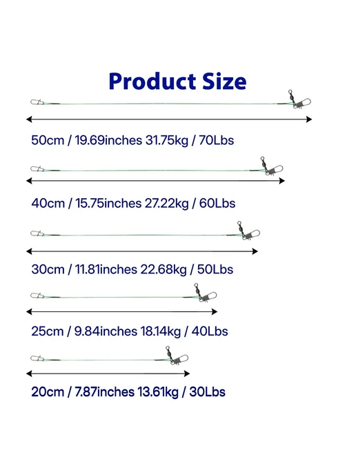 Нет бренда FishTrip Прочные Стальные Поводки 30-50 шт. 30lb20cm 50pcs S, 50 шт, 50 шт, фото 7