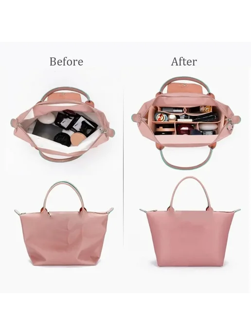 Нет бренда Внутренняя сумка-органайзер для Longchamp, бежевая, вариант, фото 4