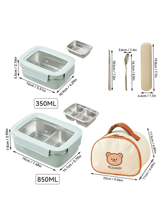 WORTHBUY Ланч-бокс из нержавеющей стали Green 1200ml Set, 1,2 л