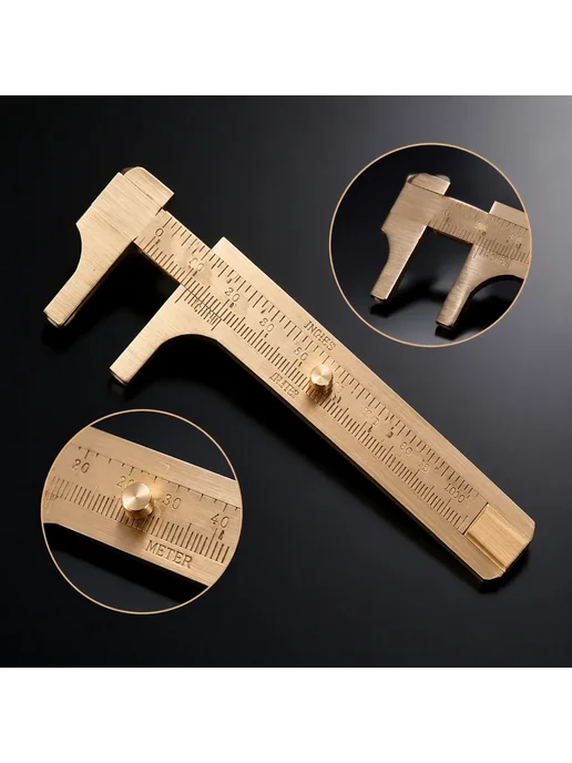 Нет бренда Латунный мини-штангенциркуль 80 100 мм Ruler Brass 80mm, 80mm, фото 5