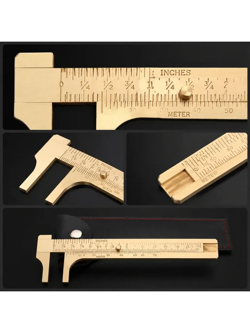 Нет бренда Латунный мини-штангенциркуль 80 100 мм Ruler Brass 80mm, 100mm, фото 4