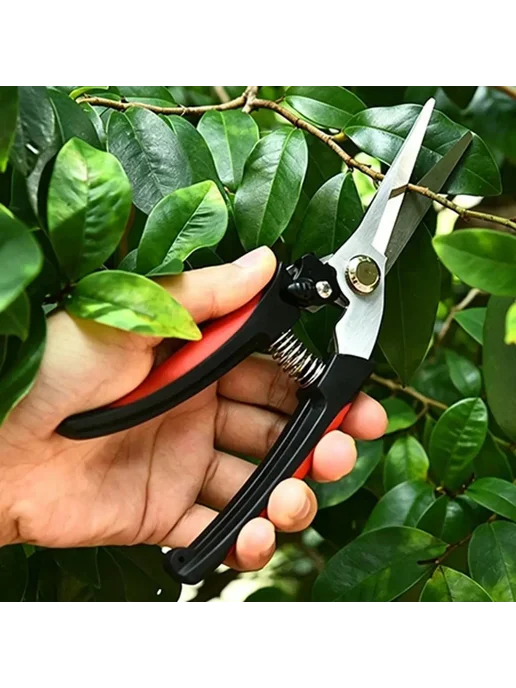 Нет бренда Садовые секаторы Fiskars черные и красные из нержавеющей ст, черный, фото 4