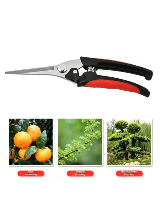 Нет бренда Садовые секаторы Fiskars черные и красные из нержавеющей ст, черный, фото 5