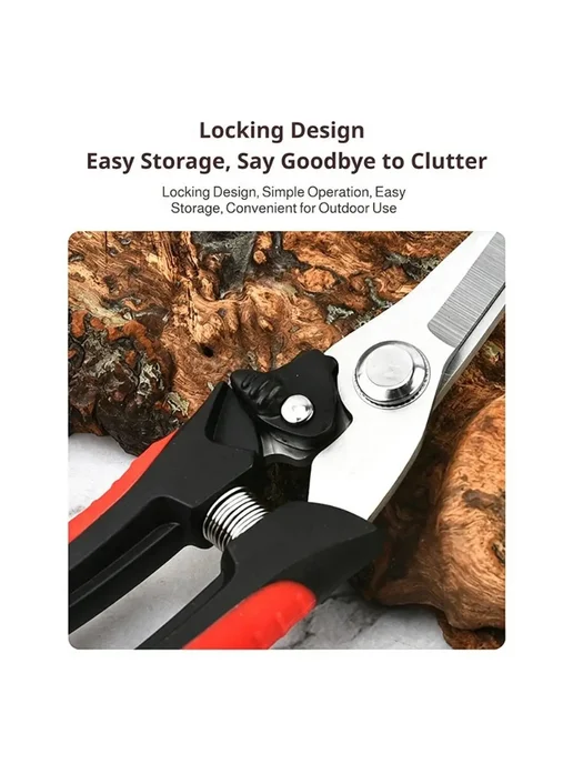 Нет бренда Садовые секаторы Fiskars черные и красные из нержавеющей ст, черный, фото 7