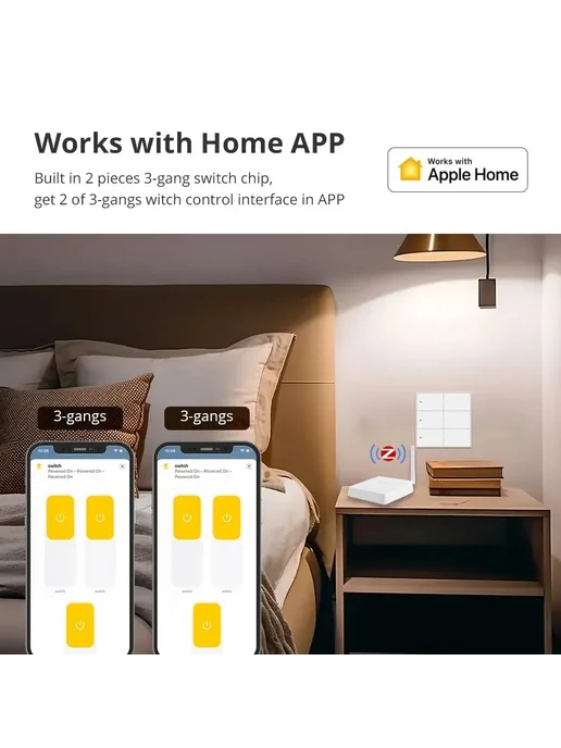 zemismart Zigbee 6-кнопочный умный выключатель Черный, Black, черный, фото 4