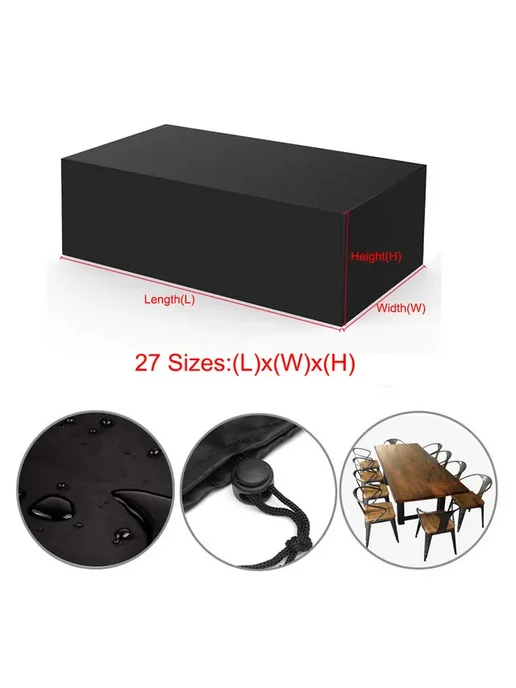 Нет бренда Черный чехол для мебели 130x130x75 см, 120x120x74 см
