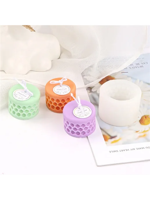 LONTL Формы для свечей 3D сотовый цилиндр Silicone C, вариант, фото 7