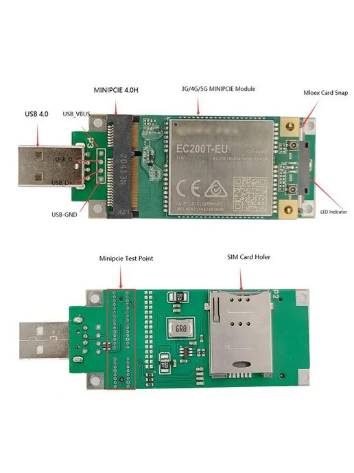 Нет бренда SIM7600E-H1C 4G LTE CAT4 Модуль с аксессуарами, SIM7600E-H1C PCIE, фото 3