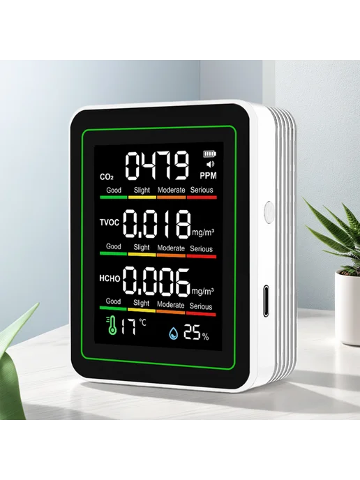 Многофункц. датчик CO2 TVOC HCHO, T, Hum, белый, белый
