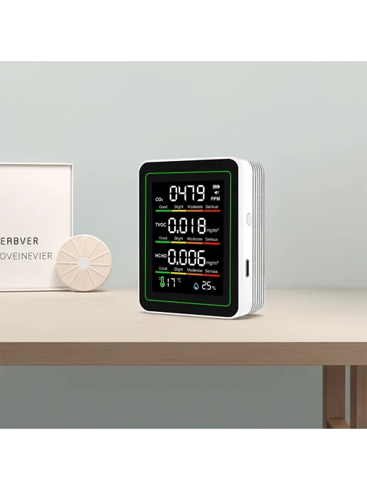 Многофункц. датчик CO2 TVOC HCHO, T, Hum, белый, белый, фото 3
