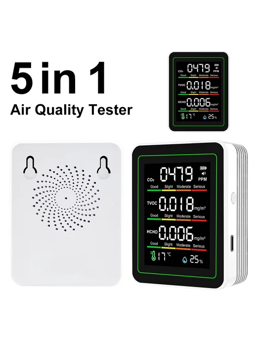Многофункц. датчик CO2 TVOC HCHO, T, Hum, белый, белый, фото 7