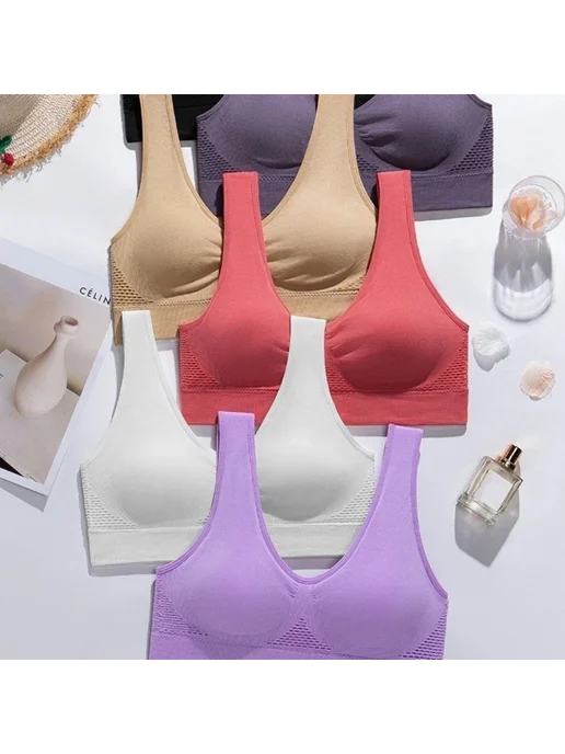 Розовый спортивный бюстгальтер XXXL для йоги, бега, ажурный…, розовый, фото 7
