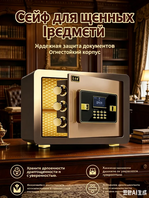 Сейф бухгалтерский для денег и документов мебельный, коричневый, фото 2