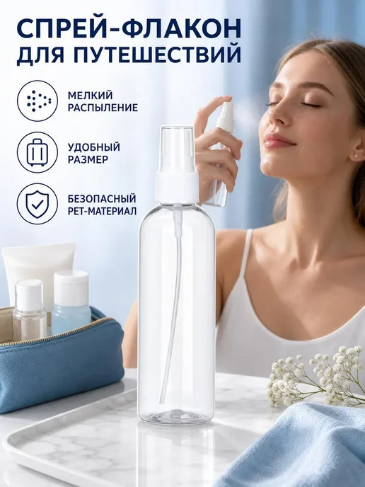 Прозрачная дорожная бутылочка для спрея 60 мл, 60 мл