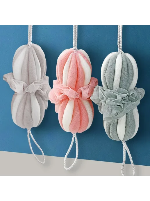 Нет бренда Мочалка для душа с губкой, pink, розовый, фото 4