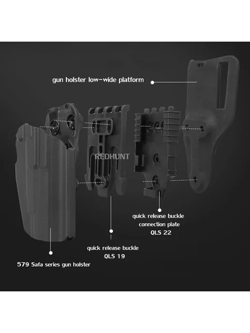 REDHUNT Тактический адаптер для кобуры QLS 22 22 19 Серый, M, серый, фото 6