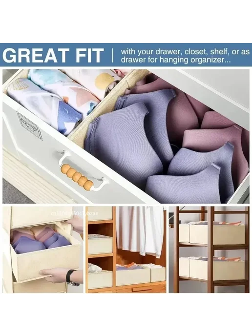 Нет бренда Ящик-органайзер для белья Бежевый, Beige-L, 3pcs, 5 шт, фото 5