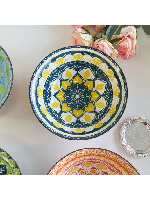 Нет бренда Богемские керамические суповые миски (4 шт) A black bowl, 4 шт