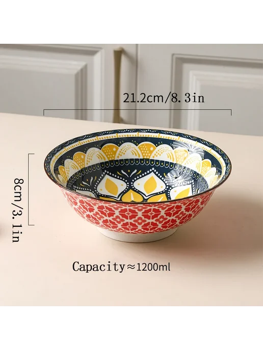 Нет бренда Богемские керамические суповые миски (4 шт) A black bowl, 4 шт, фото 7