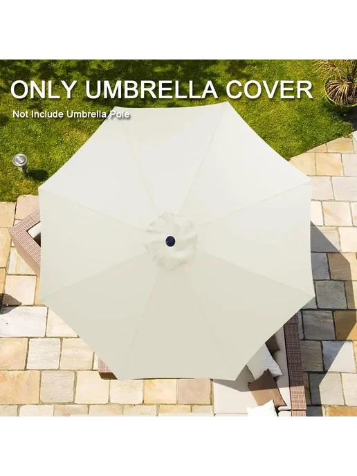 Нет бренда Белый зонт 9ft (6-Ribs) для террасы, белый, фото 3