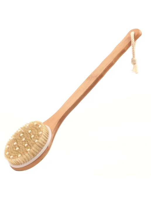 ZaMoSmile Деревянная щетка для душа Бежевый, 40cm Bristle Be, бежевый