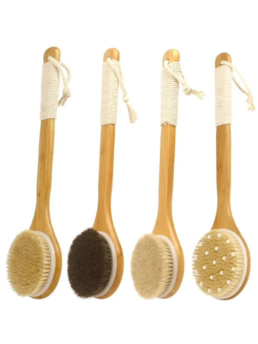 ZaMoSmile Деревянная щетка для душа Бежевый, 40cm Bristle Be, бежевый, фото 2