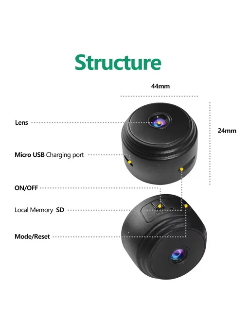 QUERPXAF Мини-видеокамера A9 WiFi HD 1080P Black, черный, фото 6