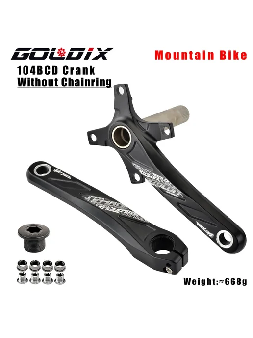 GOLDIX Шатуны алюминиевые 104BCD 32 34 36 38 40 42T 170 мм 1, MTB Алюминий 170 175мм