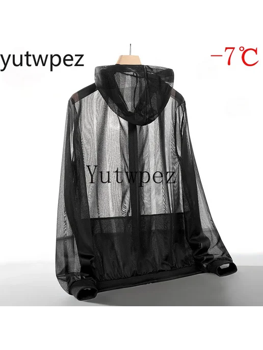yutwpez Мужская Ветрозащитная Куртка Для Бега С Капюшоном Из Ледяног, черный