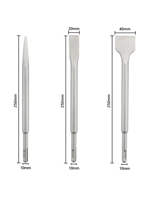 Homefish Набор долот 250 мм SDS Plus 3PCS Chisels, 3 шт