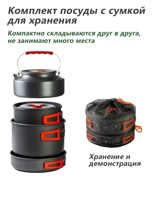 Кастрюля туристическая 1л, 1 л, фото 2