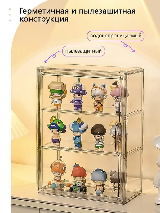 Витрина для фигурок прозрачная настенная 36x27x13см, 36x27x13 см, фото 2