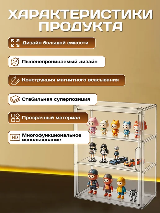 Витрина для фигурок прозрачная настенная 36x27x13см, 36x27x13 см, фото 3