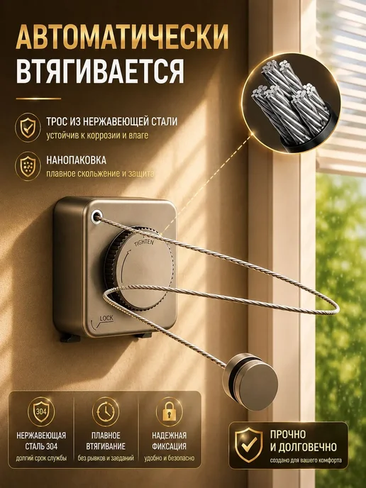 Сушилка для белья настенная выдвижная раздвижная, вариант, фото 3