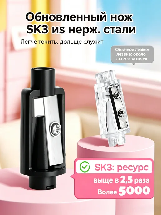 Точилка для карандашей для школы электрическая маленькая, розовый, фото 5