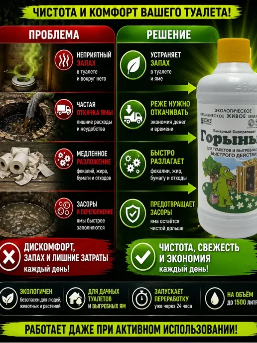 Vseisrazy Средство для септика от запаха и ила, бактерии для туалета, 500 л, фото 2
