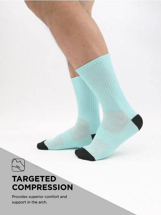 4 пары велосипедных носков для бега, быстросохнущие, средней, голубой, фото 3