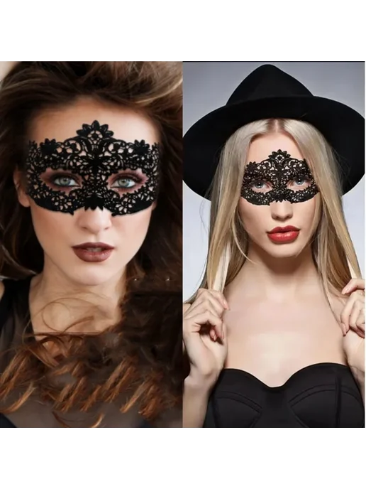 Нет бренда Черные Венецианские Маски Для Пар Womens Style, черный, фото 4