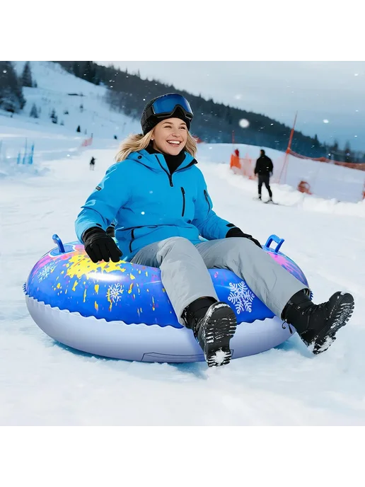 Нет бренда Inflatable Snow Tube Blue, синий, фото 2