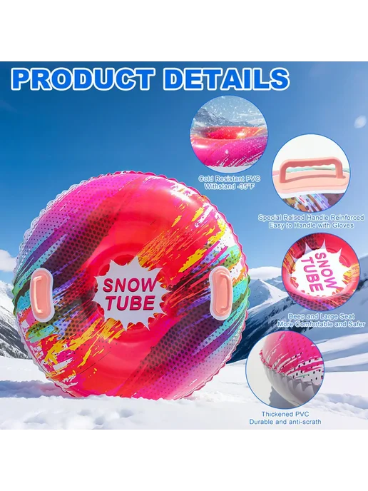 Нет бренда Inflatable Snow Tube Blue, синий, фото 7