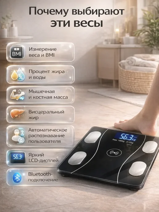 Ариш Умные напольные весы с Bluetooth и анализом тела, вариант, фото 2