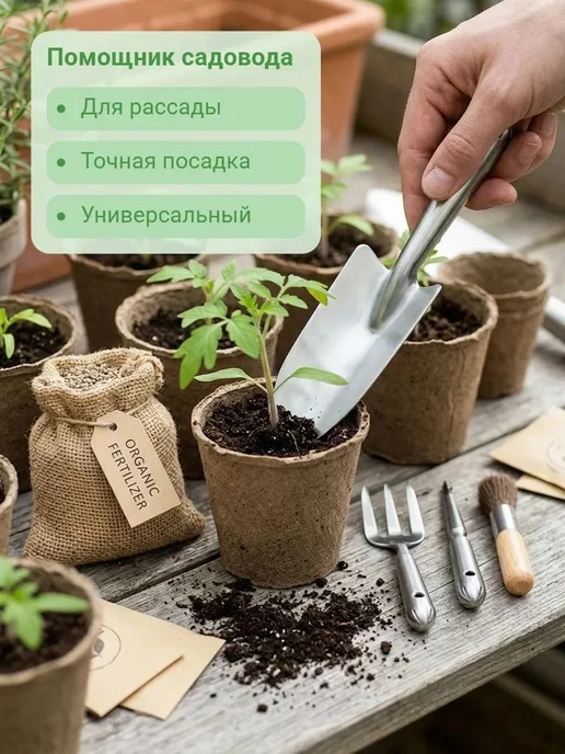 Совок садовый 27 см нержавеющая сталь серебристый, серебристый, фото 2