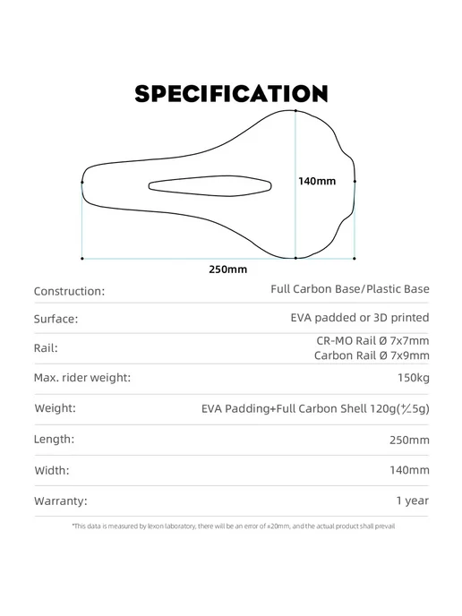 RYET велосипедное седло карбон 250x140 мм Carbon EVA Saddle, 250x140 мм, фото 6