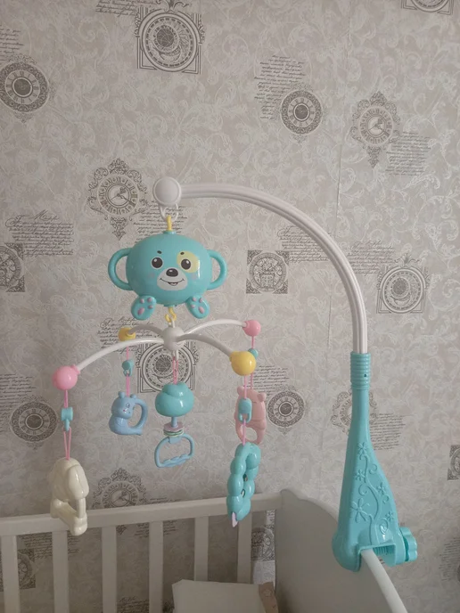 Mioshi Мобиль игрушка для новорожденных малышей в кроватку, голубой, фото 3